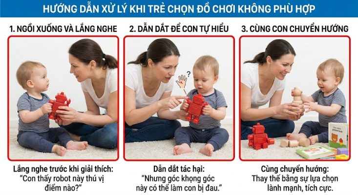hướng dẫn xử lí khi trẻ chọn đồ chơi không phù hợp