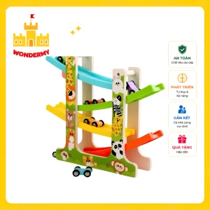 Đồ Chơi Cầu Trượt Ô Tô WonderMy 4 Tầng - Đường Trượt Xe Tốc Độ Ziczac Kèm Xe Mini Nhựa ABS/Gỗ An Toàn Cho Bé