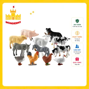 Đồ Chơi Mô Hình Động Vật WonderMy - Bộ 12 Con Vật Nông Trại Bằng Nhựa An Toàn Giúp Bé Học Nhận Biết Thế Giới Tự Nhiên