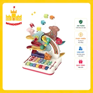 Đồ Chơi Đa Năng WonderMy 8In1 - Bàn Đồ Chơi Âm Nhạc Phát Nhạc Kèm Đường Trượt Bi & Đàn Piano Cho Bé